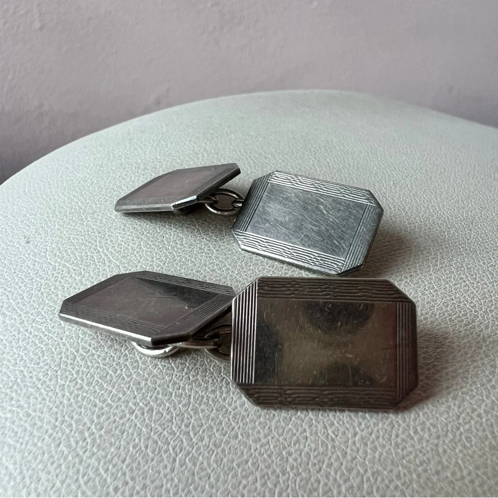 HENRY GRIFFITH & SONS ANTIQUE ENGLISH STERLING SILVER CUFFLINKS HALLMARKED